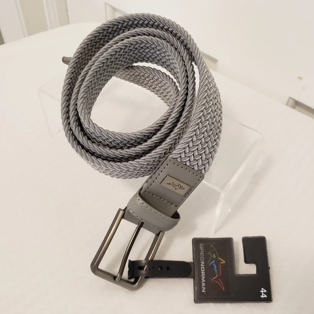 NWT Greg Norman Two Tone Braided Stretch Belt Size 44, Retail $40, Athlesiure